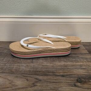 Roxy Woven Platform Flip Flops with White Straps